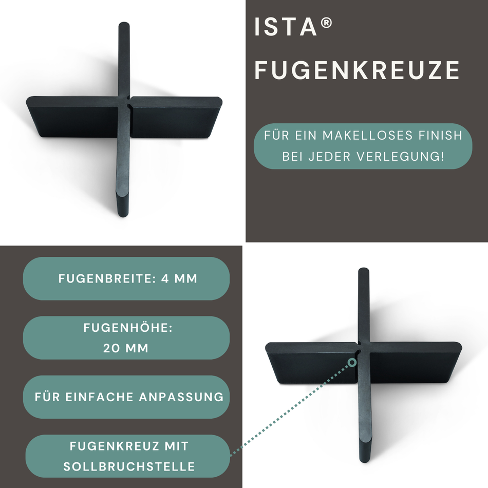 ISTA® Fugenkreuze 4mm , Höhe 20mm – Perfekt für Terrassenplatten